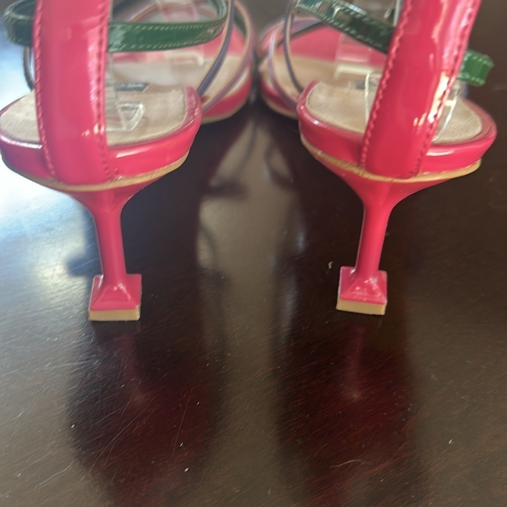 ZAC ZAC POSEN Womens Angie Square Toe Sculpted Heel Patent Leather Sandals Sz 9M - Picture 7 of 10